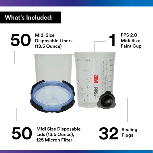 3M PPS 2.0 Spray Gun Cup, Lids and Liners Kit - Image 3