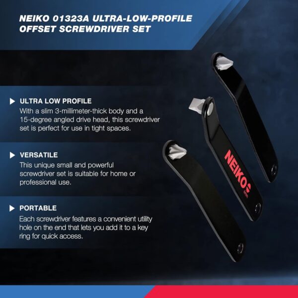 NEIKO 01323A Ultra Low Profile Offset Screwdriver Set - Image 2
