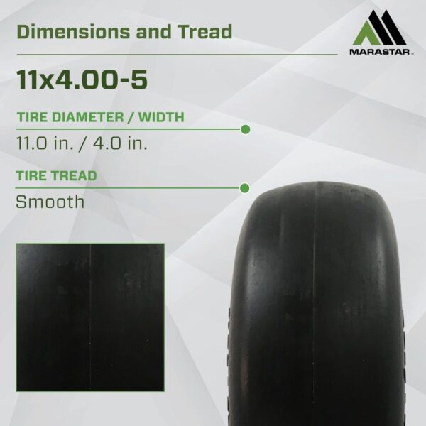 MARASTAR 00232-2PK Universal Fit Flat-Free 11x4.00-5 Tire - Image 2