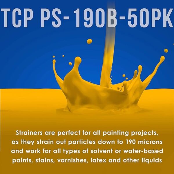 TCP Global 50 Pack of Ultra-Flow Blue Nylon Mesh Paint Strainers - Image 2