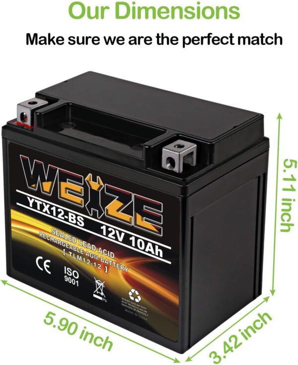 Weize YTX12-BS Motorcycle Battery High Performance - Image 3