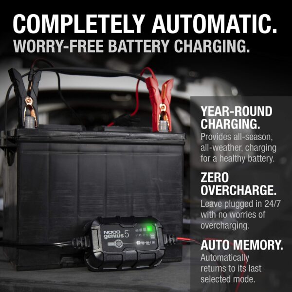 NOCO GENIUS1, 1A Smart Car Battery Charger, 6V and 12V Automotive Charger - Image 2