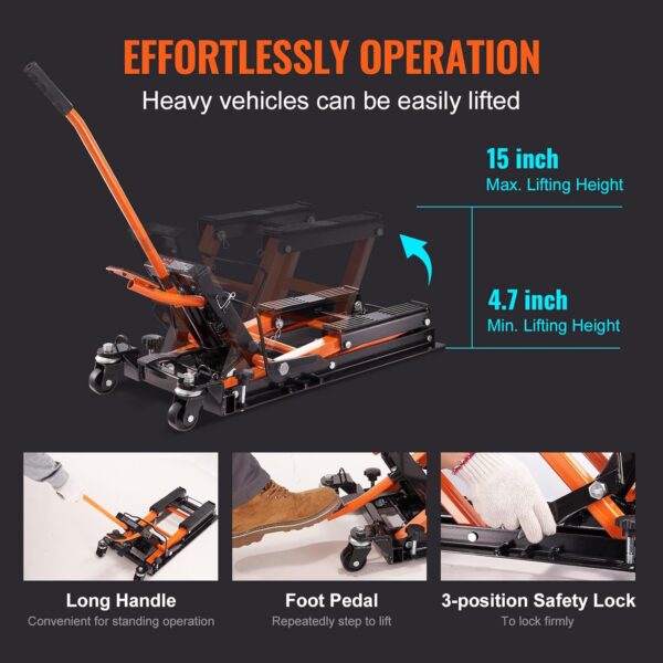 VEVOR Hydraulic Motorcycle Lift Jack, 1500 LBS Capacity ATV Scissor Lift Jack - Image 2