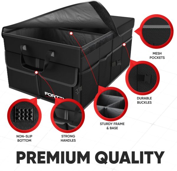 FORTEM Car Trunk Organizer, Collapsible Multi Compartment Car Organizer - Image 3
