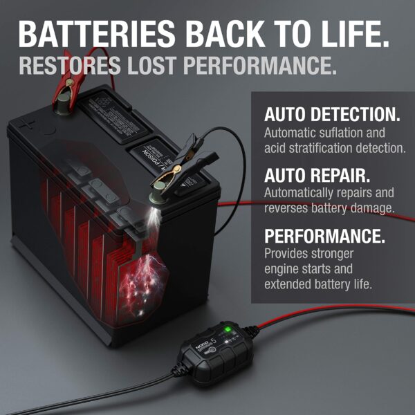 NOCO GENIUS1, 1A Smart Car Battery Charger, 6V and 12V Automotive Charger - Image 3