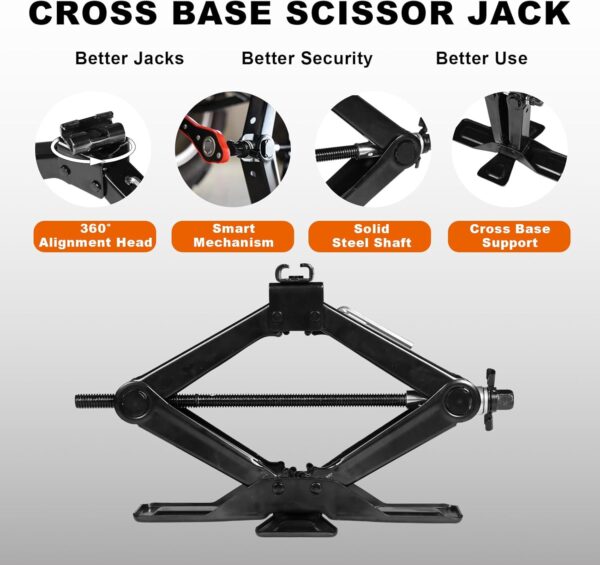 BIG RED AST10202SR Torin Wide Base Cross Car Scissor Jack - Image 3