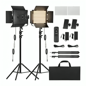 RGB Photography Video Lighting Kit, 2 Pack 50W Bi-Color Energy-Saving LED Video Studio Lights